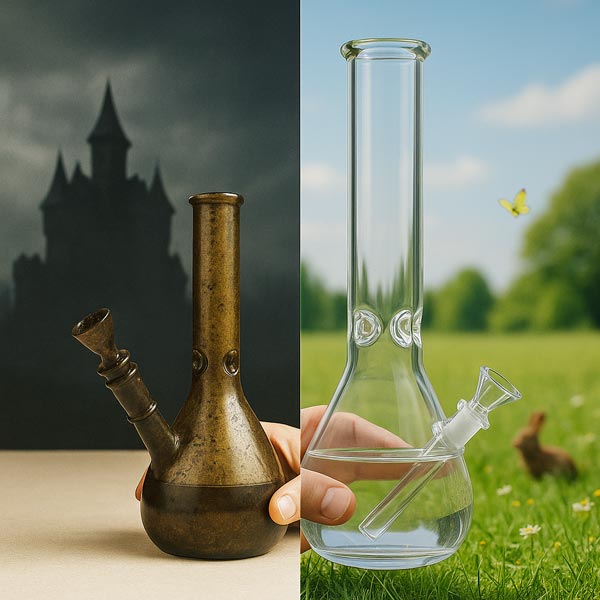 vergleich dreckige bong mit sauberer bong